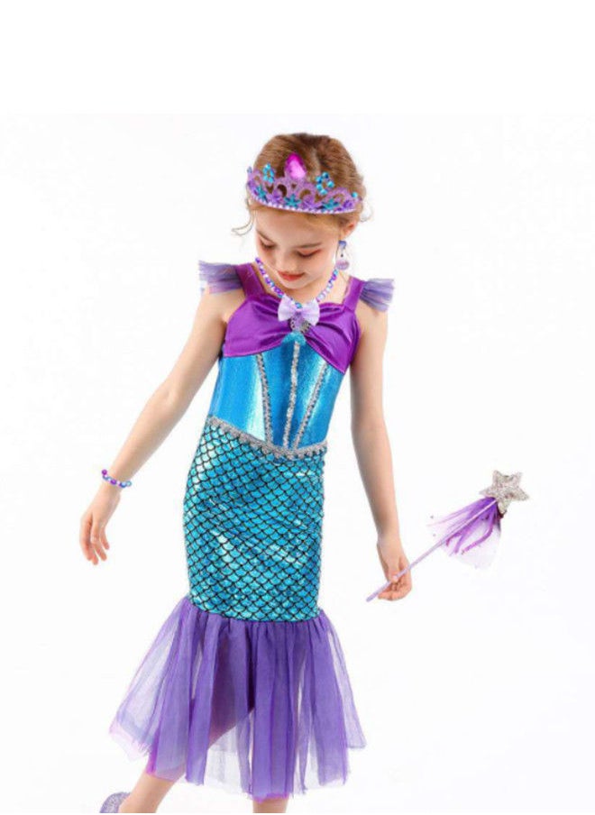 Mermaid Dress Girls Party Cosplay Girl Clothing Birthday Princess Dress Kids Costume With Princess Jewelry Crown Set - pzsku/Z66084D50DAAABA32A794Z/45/_/1646223276/a78bac40-5485-4cb9-b8d4-a877138d1768