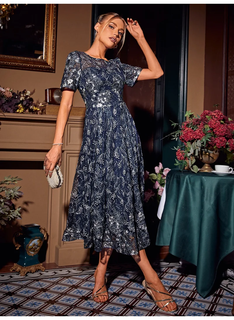 SIMPLEE Women's dark floral dress, suitable for formal occasions, summer long skirt