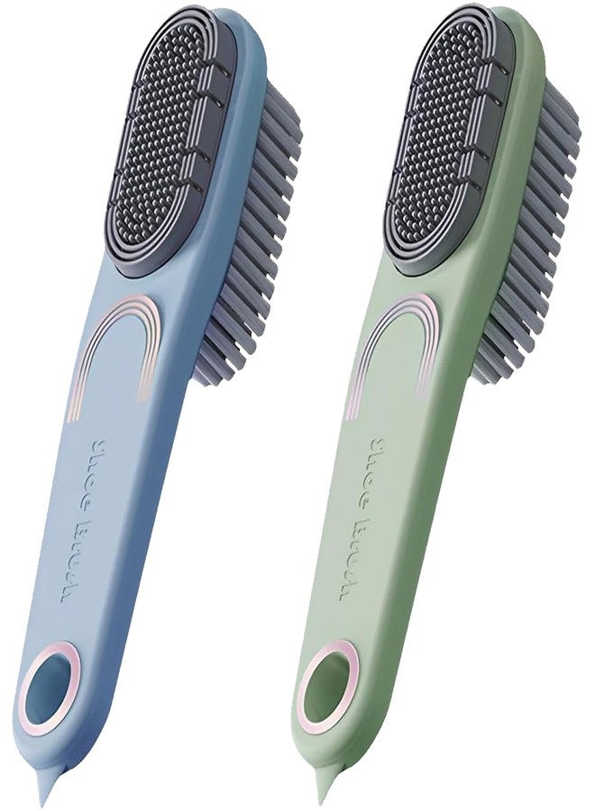 Selaurel 2 Pack Laundry Stain Brush Double-Sided Soft Bristle Cleaning Brush Long Handle Laundry Brush for Stain Removal Clothes Scrub Brush Silicone Soft Brush Household Cleaning Tool - Image 1