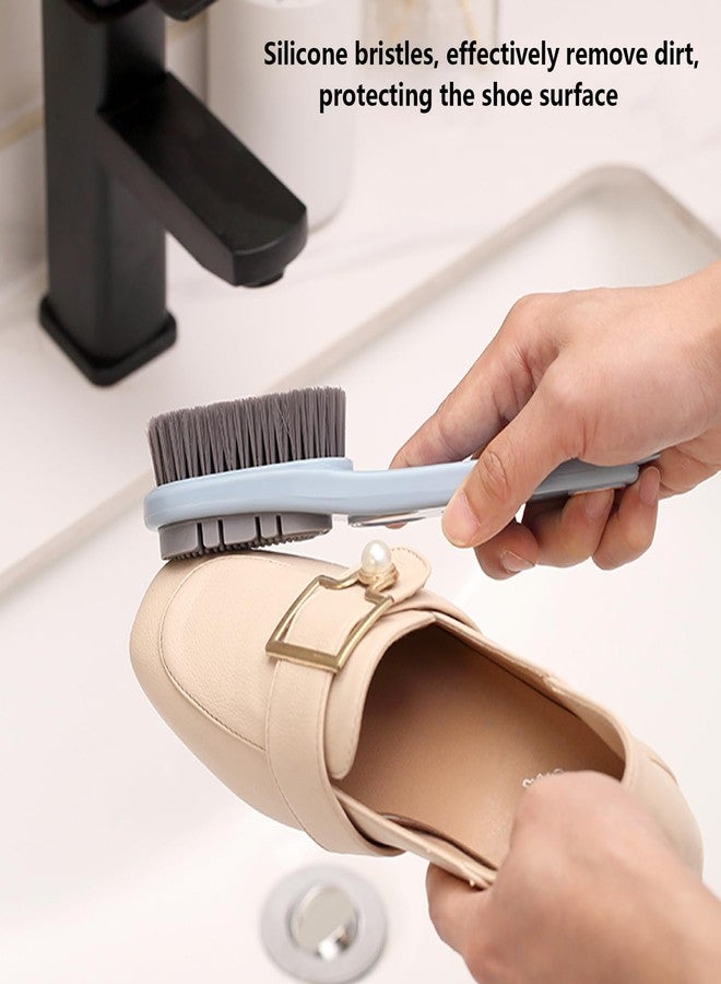 Selaurel 2 Pack Laundry Stain Brush Double-Sided Soft Bristle Cleaning Brush Long Handle Laundry Brush for Stain Removal Clothes Scrub Brush Silicone Soft Brush Household Cleaning Tool - Image 5