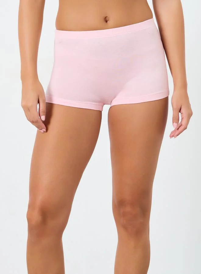 Styli Pack of 4 - Solid Cotton Elastic Waistband Boyshorts