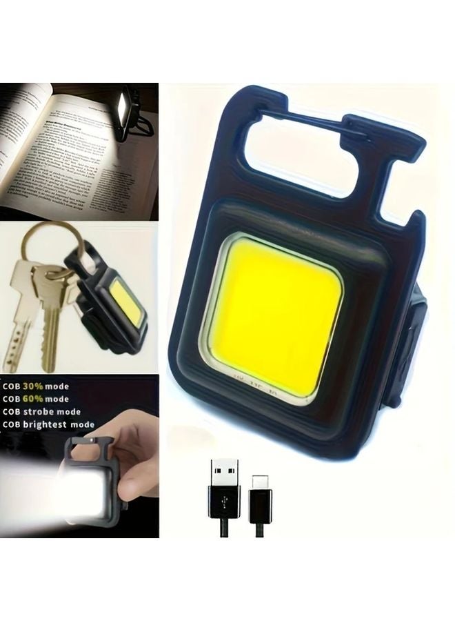 Black USB C Rechargeable Mini LED Flashlight Emergency Light Keychain Torch - Image 3