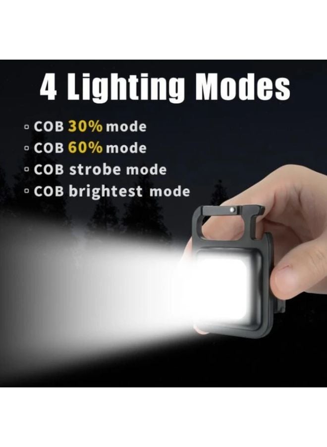 Black USB C Rechargeable Mini LED Flashlight Emergency Light Keychain Torch - Image 2