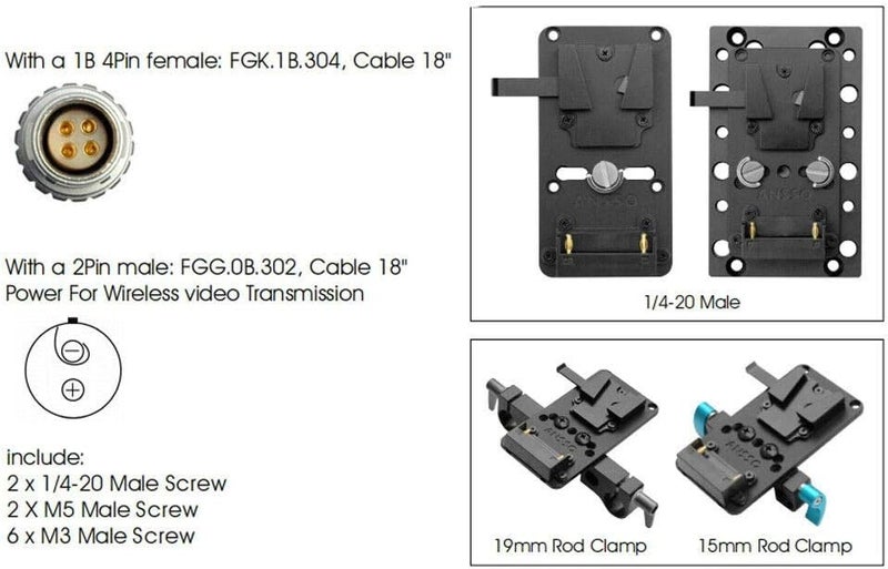 كلاراكو نظام تزويد الطاقة Klarako MiniV-C300 II Quickplate V Mount Lock محول لوحة سريعة الفك لكاميرا Canon C300 Mark II - Image 3