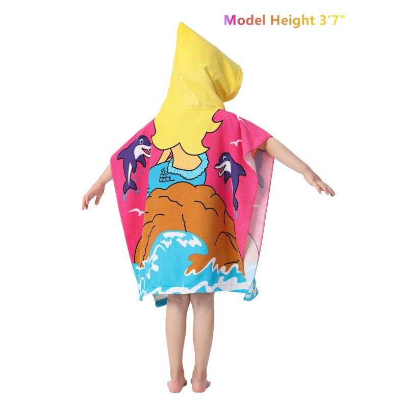 Kids Towels Hooded Bath Beach Towel Girls Boys Swim Pool Cover Up Super Absorbent Cute Cartoon Animal Sea - Image 3