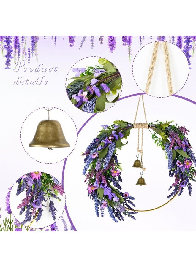 CMINAUS Lavender Wreaths for Front Door, Spring Wreaths Purple Daisy Flower Wreath with Green Leaves, Artificial Spring Summer Hoop Wreath for Door, Porch, Window Wall Farmhouse Outdoor Indoor Décor - Image 3