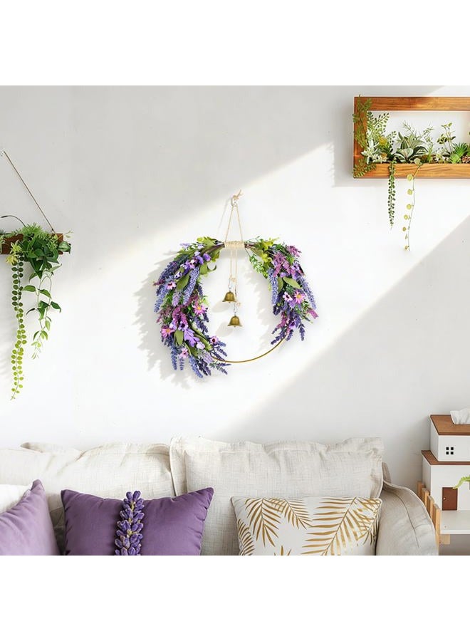 CMINAUS Lavender Wreaths for Front Door, Spring Wreaths Purple Daisy Flower Wreath with Green Leaves, Artificial Spring Summer Hoop Wreath for Door, Porch, Window Wall Farmhouse Outdoor Indoor Décor - Image 5