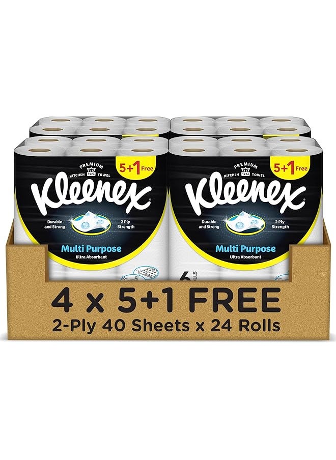 Kleenex - Multi Purpose Kitchen Tissue Paper Towel 2 Ply 24 Rolls X 40 Sheets Absorbent Towels For All Surfaces - Image 1