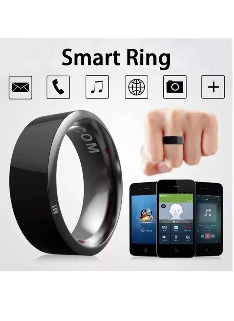 AROAQ NFC Smart Ring Electronic Bluetooth Ring Solar Ring Multifunctional IC/ID Rewritable Analog Access Card Tag Key Ip68 Waterproof (Size 12)  - Image 1