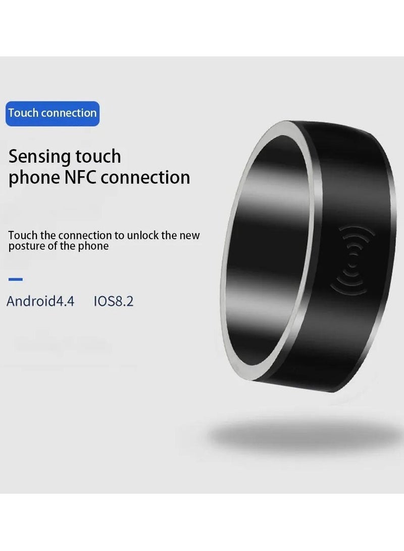 NFC Smart Ring Electronic Bluetooth Ring Solar Ring Multifunctional IC/ID Rewritable Analog Access Card Tag Key Ip68 Waterproof (Size 12)