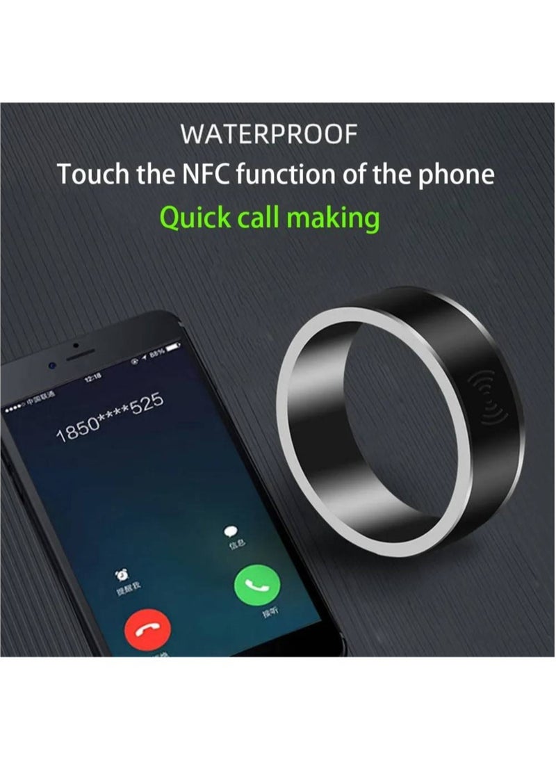 NFC Smart Ring Electronic Bluetooth Ring Solar Ring Multifunctional IC/ID Rewritable Analog Access Card Tag Key Ip68 Waterproof (Size 12)