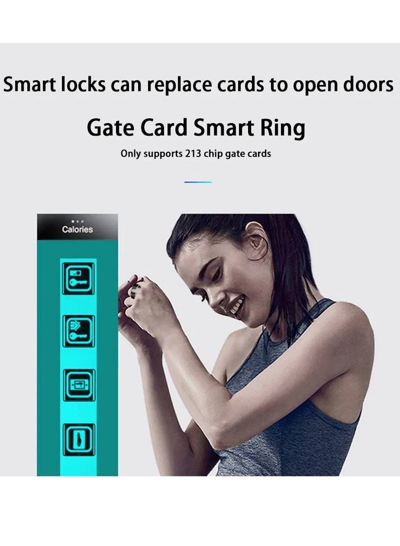 NFC Smart Ring Electronic Bluetooth Ring Solar Ring Multifunctional IC/ID Rewritable Analog Access Card Tag Key Ip68 Waterproof (Size 12)