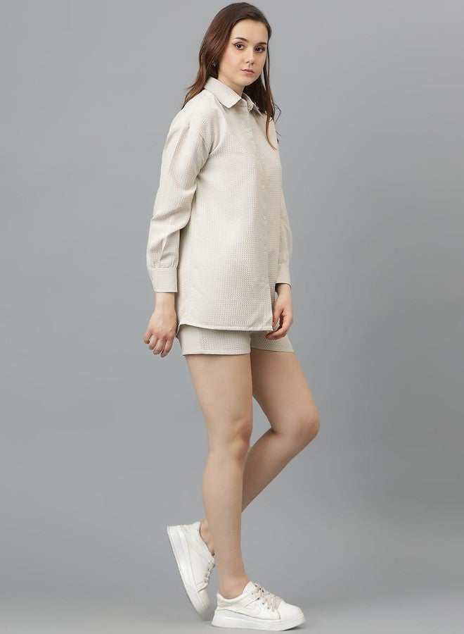 KOTTY Women's Shorts with Co-Ords Set(Beige,XL) - Image 5