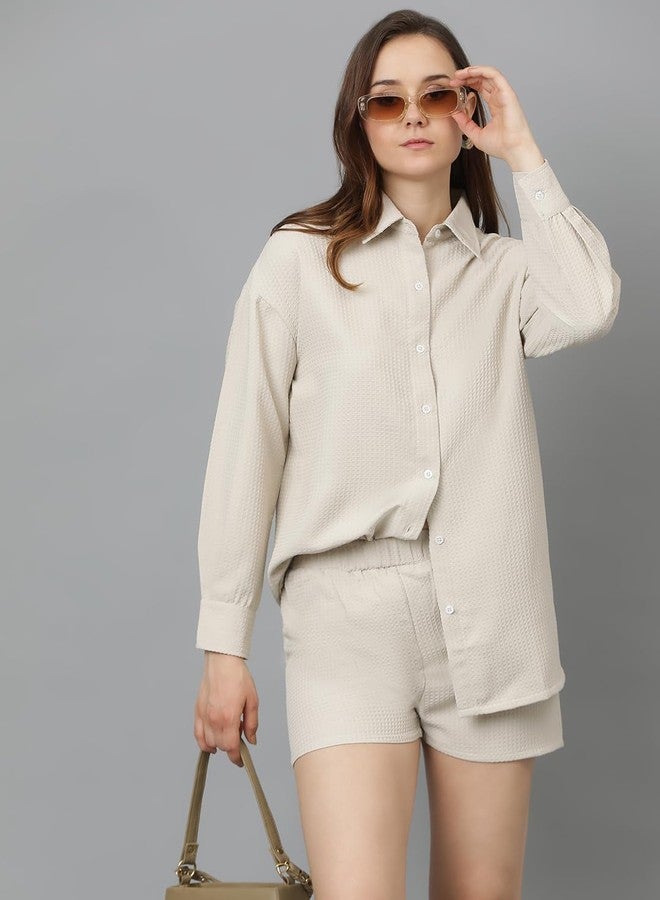 KOTTY Women's Shorts with Co-Ords Set(Beige,XL) - Image 3