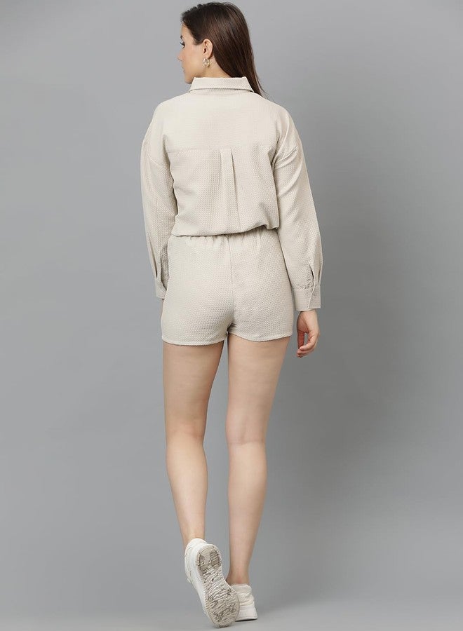 KOTTY Women's Shorts with Co-Ords Set(Beige,XL) - Image 4