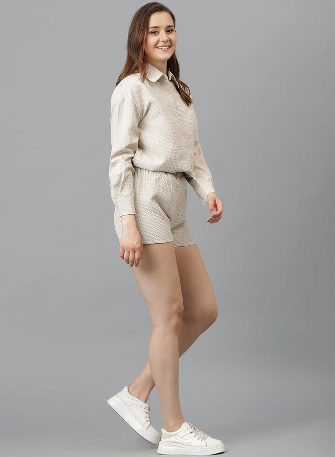 KOTTY Women's Shorts with Co-Ords Set(Beige,XL) - Image 2