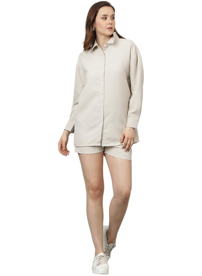 KOTTY Women's Shorts with Co-Ords Set(Beige,XL) - Image 1