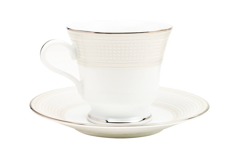 DANKOTUWA, world-class tableware Dankotuwa Porcelain Platinum Luxury Cup and Saucer Set for Tea Coffee | Vegan | Scratch Resistant | Hard Chip Resistant | 200 ml | 12 Pieces (Set of 6) Menuna Platinum - Image 2