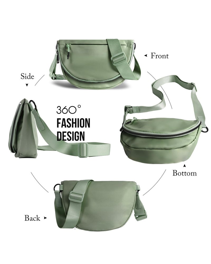 MEISEY Crescent Bag for Women and Men, Fashion Medium Nylon Folding Crescent Moon Single Shoulder Bag with Adjustable Strap (Bean Green) - Image 5