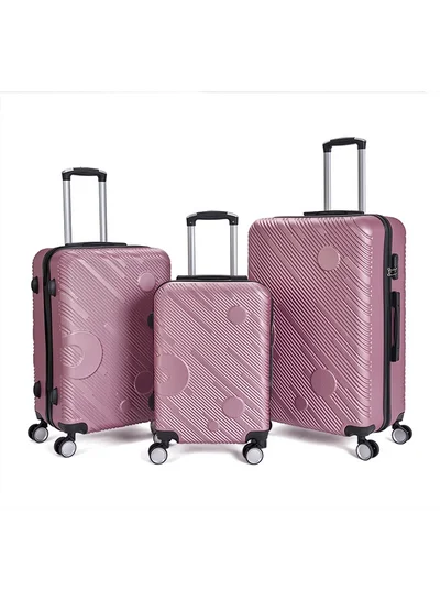 LIMRA Travel Bags From limra it consists of 3 luggage bags with a modern design and a solid rosegold color