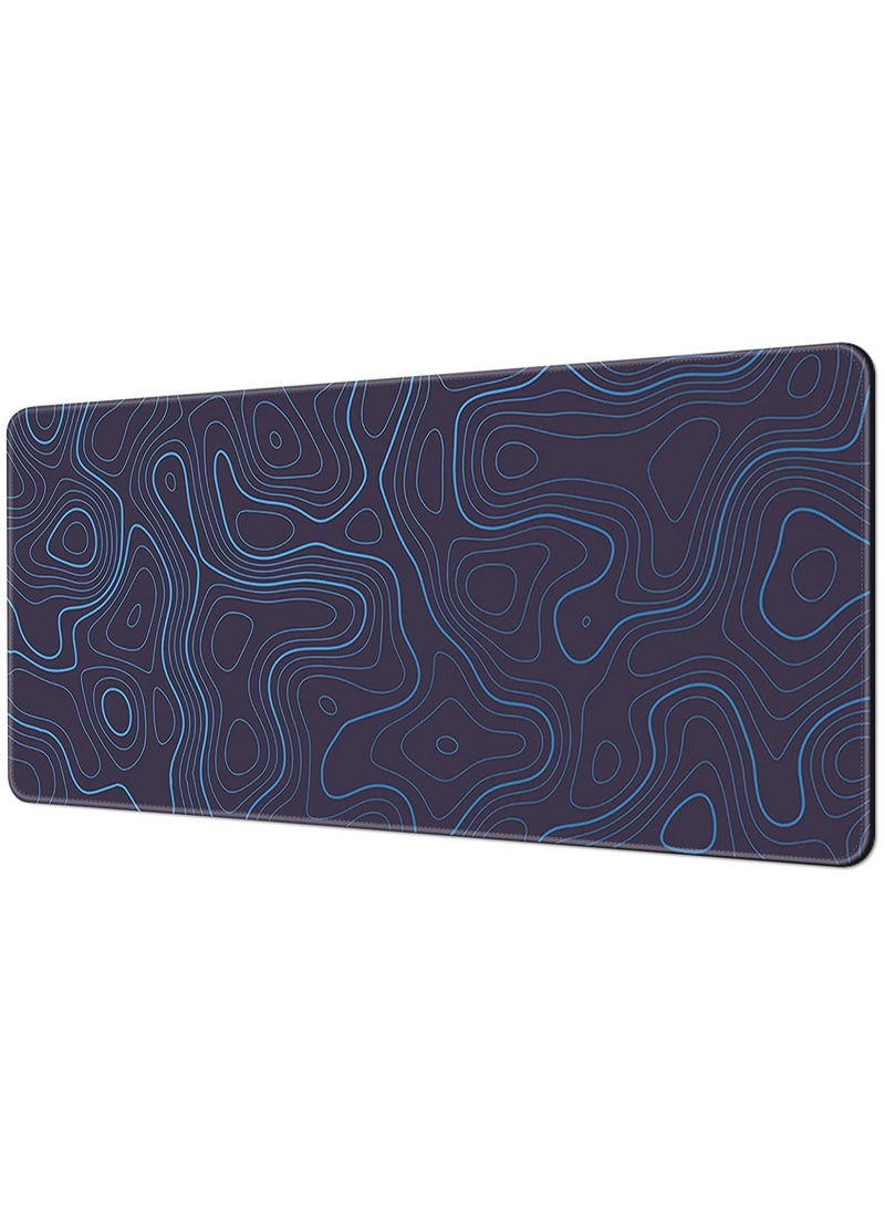 Sumkyle - Large Mouse Pad Extended Gaming Mouse Pad Non-Slip Rubber Base Mouse pad Office Desk Mat Desk Pad Smooth Cloth Surface Keyboard Mouse Pads for Computers (800 * 300 * 3mm）Blue - Image 1