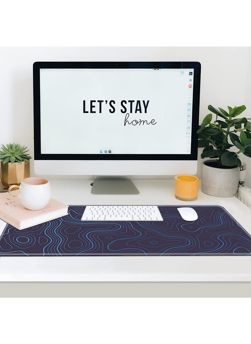 Sumkyle - Large Mouse Pad Extended Gaming Mouse Pad Non-Slip Rubber Base Mouse pad Office Desk Mat Desk Pad Smooth Cloth Surface Keyboard Mouse Pads for Computers (800 * 300 * 3mm）Blue - Image 1