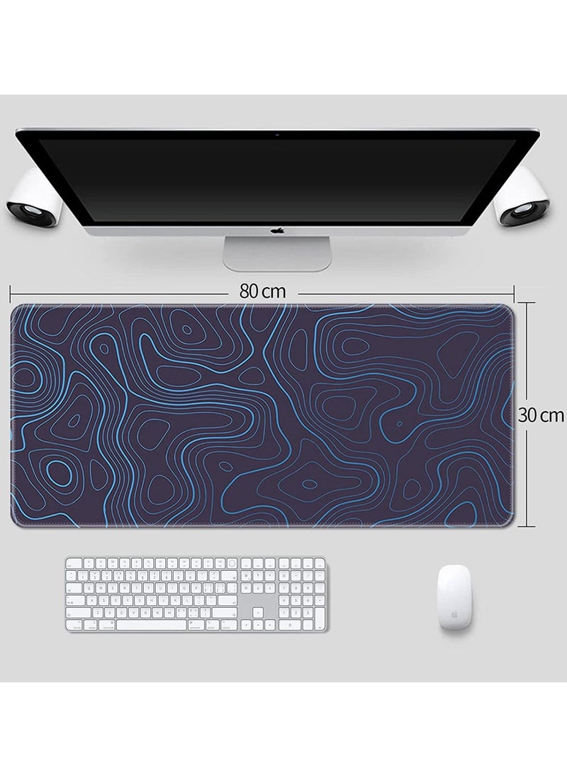 Sumkyle - Large Mouse Pad Extended Gaming Mouse Pad Non-Slip Rubber Base Mouse pad Office Desk Mat Desk Pad Smooth Cloth Surface Keyboard Mouse Pads for Computers (800 * 300 * 3mm）Blue - Image 1
