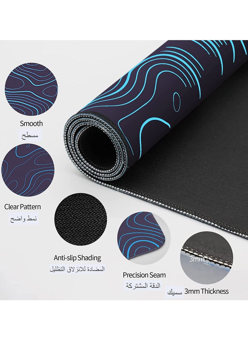 Sumkyle - Large Mouse Pad Extended Gaming Mouse Pad Non-Slip Rubber Base Mouse pad Office Desk Mat Desk Pad Smooth Cloth Surface Keyboard Mouse Pads for Computers (800 * 300 * 3mm）Blue - Image 1