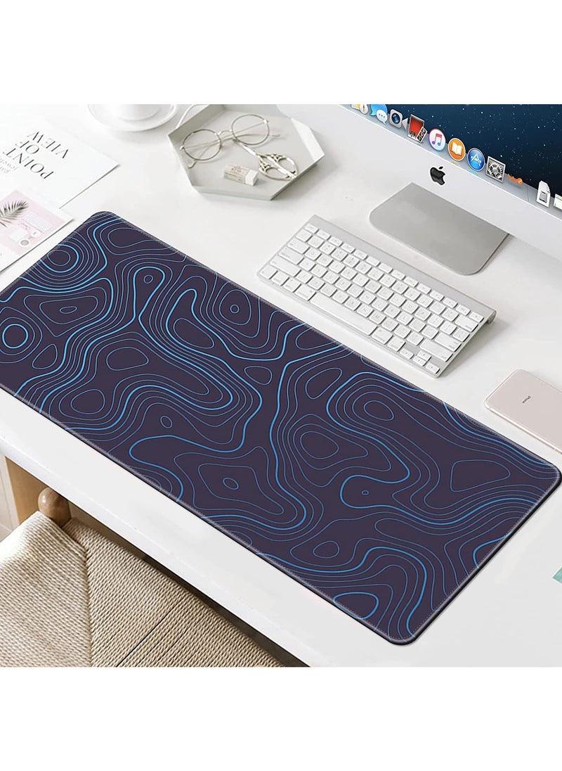 Sumkyle - Large Mouse Pad Extended Gaming Mouse Pad Non-Slip Rubber Base Mouse pad Office Desk Mat Desk Pad Smooth Cloth Surface Keyboard Mouse Pads for Computers (800 * 300 * 3mm）Blue - Image 1