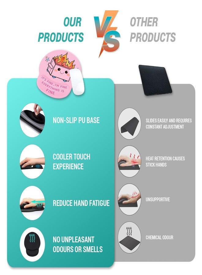 Hancynir Ergonomic Mouse Pad with Wrist Rest, Funny Cute Dumpster on Fire Mouse Pads Wrist Support for Desk, Comfortable Computer Mousepad for Gaming Laptop Work Home Accessories Office Supplies Decor - Image 3