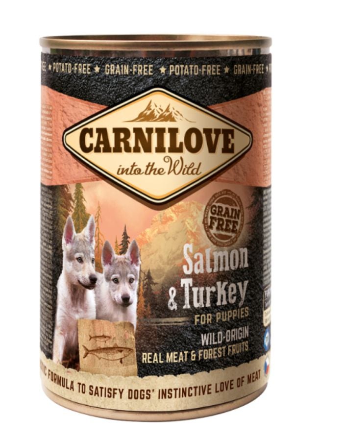Carnilove Salmon & Turkey Puppy Wet Food – 400g Can, Grain-Free Complete Nutrition for Puppies