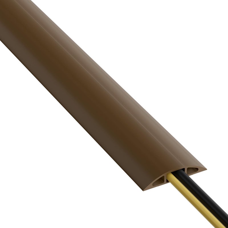 D-Line 6ft Floor Cord Cover, Cable Protector, Hide Extension Cords, Protect Cords, Prevent Cable Trips, Heavy Duty Cord Hider - Cable Cavity = 0.63" (W) x 0.31" (H) - Brown - Image 1