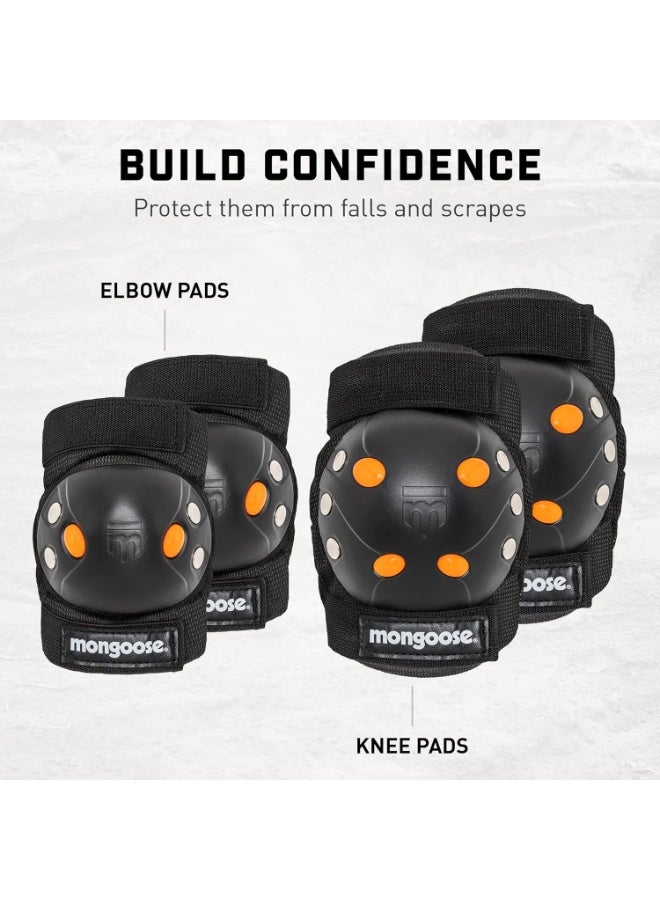 Mongoose Kids BMX Bike Gel Knee and Elbow Pad Set, Multi-Sport Protective Gear for Boys and Girls Age 8 and Up, Kneesavers and Elbowsavers - Image 5