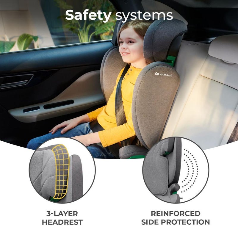 Kinderkraft JUNIOR FIX 2 - i-Size Convertible Car Seat – 3.5–12 Years (100–150 cm) with ISOFIX - Rocket Grey - Image 2