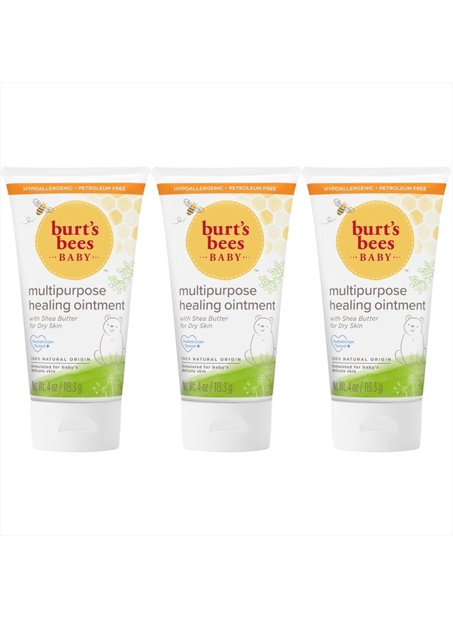 Burt's Bees Baby Multipurpose Healing Ointment, Gentle Cream Calms Sensitive Skin, Head to Toe Care, 100% Natural Origin Plant Based Formula, Pediatrician Tested, Travel Size Tube, 12 Oz (4 oz 3-Pack)  - Image 1