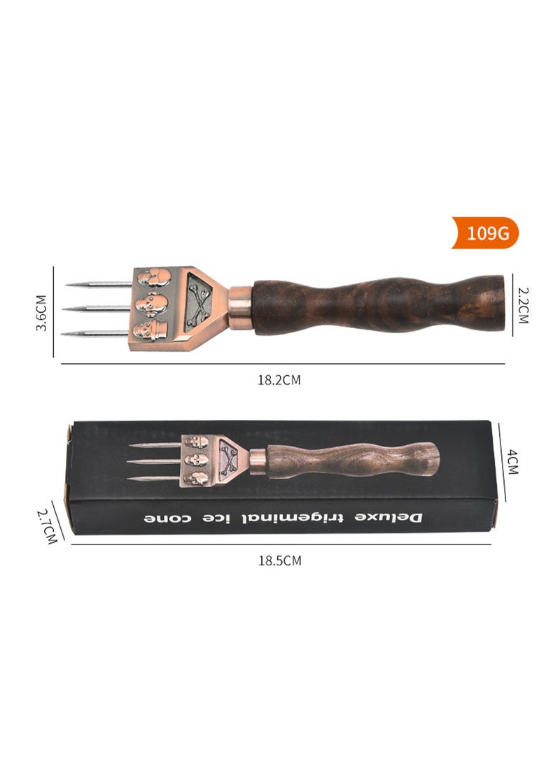 Generic - Stainless Steel Ice Chisel Trident Ice Cone Bar Ice Crushing Tool Ice Hockey Ice Cone - Skull Bronze Trident Cone Head - Image 1
