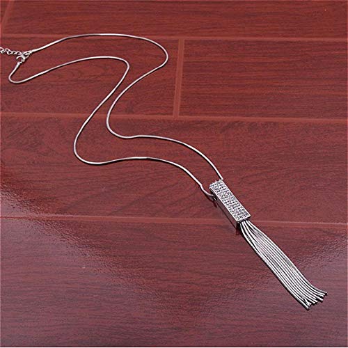 Sither Cathercing Rhinestone Tassel Pendant Long Necklace for Women Sweater Chain Statement Necklace Choker Adjustable Elegant Jewelry Crystal Accessories Dressy Collocation Winter Evening Party Wedding - Image 4