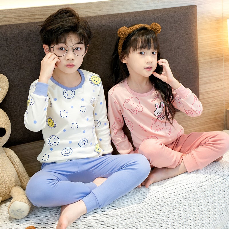 Cotton Cartoon Printed Children'S Home Clothing Suit 24 New Boys And Girls Thermal Underwear Suit - Image 2