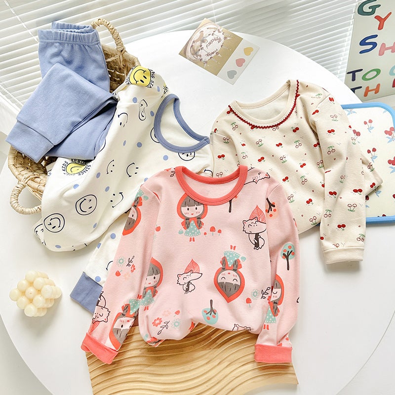 Cotton Cartoon Printed Children'S Home Clothing Suit 24 New Boys And Girls Thermal Underwear Suit - Image 5