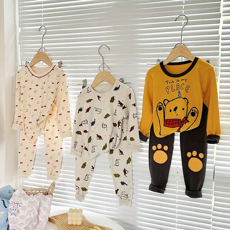 Cotton Cartoon Printed Children'S Home Clothing Suit 24 New Boys And Girls Thermal Underwear Suit - Image 4