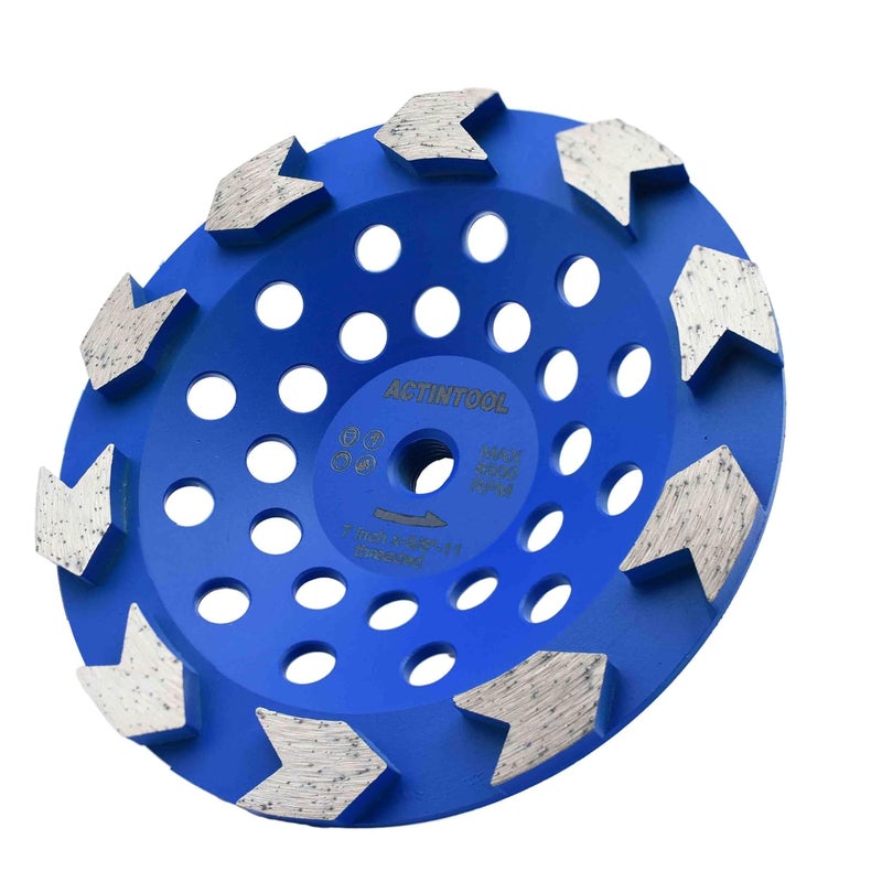 ACTINTOOL 7 in.x 5/8-11 in. Abor Threaded 10 Arrow Segments Grinding Cup Wheel (5/8"-11 Threaded) - Image 1