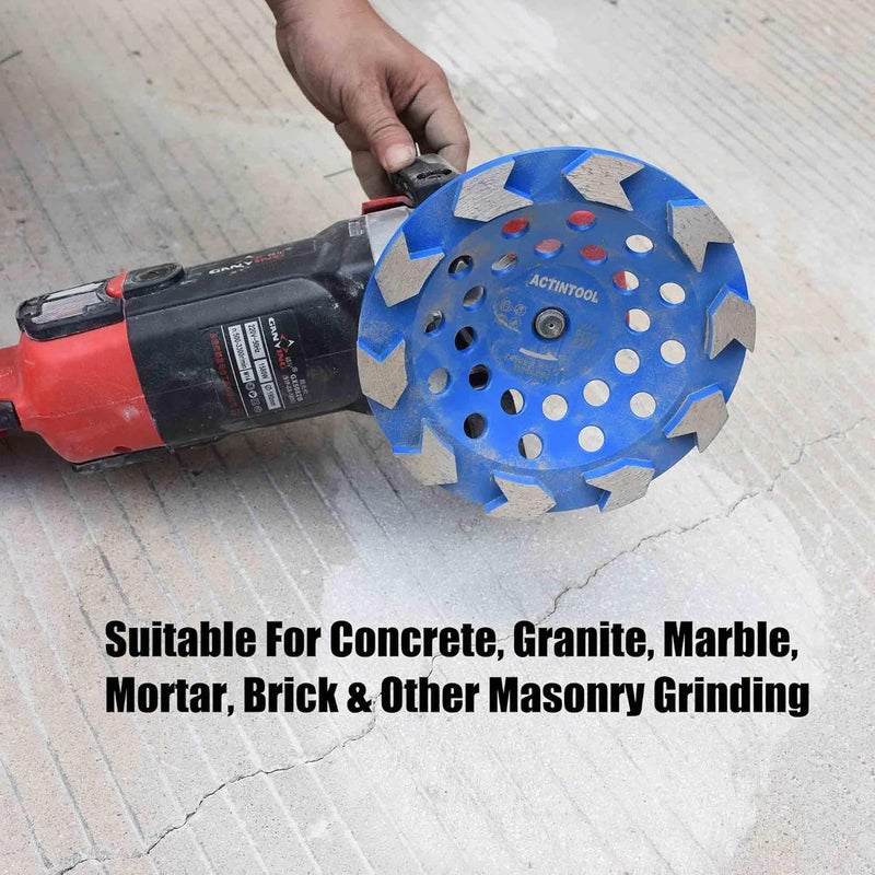 ACTINTOOL 7 in.x 5/8-11 in. Abor Threaded 10 Arrow Segments Grinding Cup Wheel (5/8"-11 Threaded) - Image 5