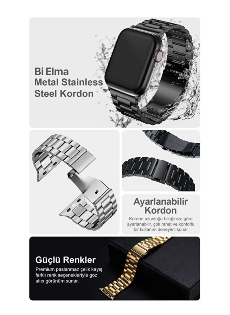 PRIMO PLUS - Stainless Steel Replacement Band For Apple Watch 42/44/45/49mm Series 7/6/5/4/3/2/1 Black - Image 1