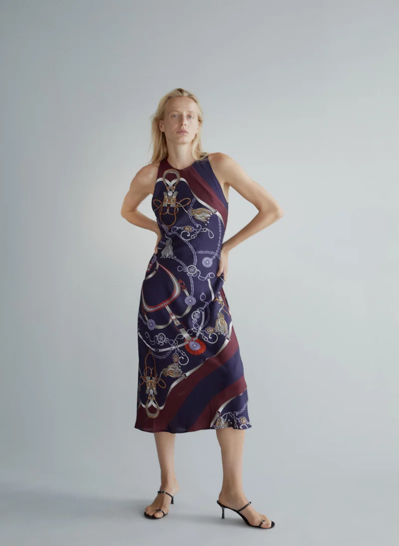 Chain Print Halter Dress