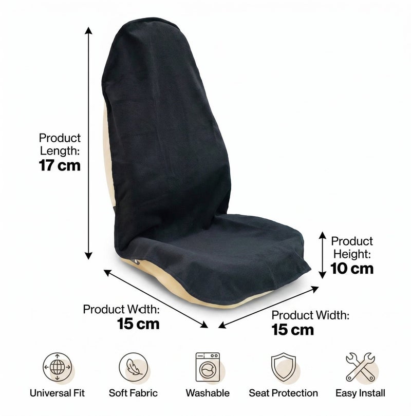 Dunekart Waterproof Sweating Car Seat Covers for Front Seats, Universal Fit Non Slip Bucket SEAT Protector Posts ,Gym Workout Beach, Swimming, Hiking, Compatible with SUVs, Cars, Trucks, Machine Washable (Black)1 Piece - Image 5
