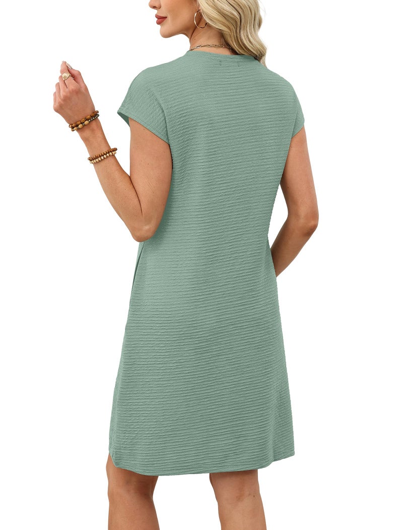 Sampeel Summer Dresses for Women 2026 Spring Dresses Beach Vacation Outfits Summer Clothes Cruise Fashion Clothing Short Sleeve Sundresses Resort Wear Easter Hawaiian Green L - Image 5