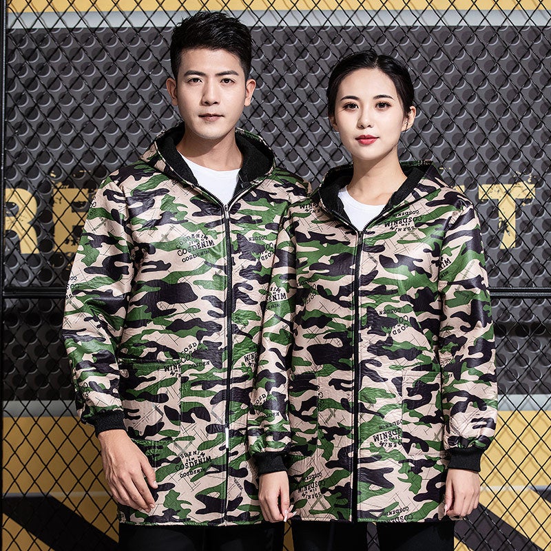 Fleece-Lined Thermal Camouflage Coat Anti-Fouling Windproof Coat Porter Dust-Proof Clothing Men'S And Women'S Hooded Overalls - Image 1