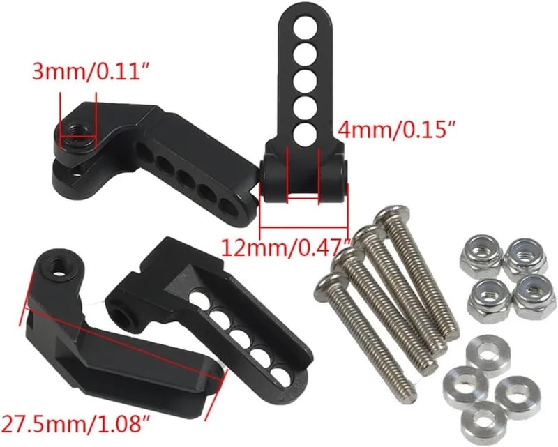 قطع RC لـ Traxxas لـ TRX4 1/10، عدد 4 قطع، مصنوعة من سبيكة الألومنيوم، دعامات تعديلية لنظام التعليق، لترقية وإصلاح سيارات الجر (RC Crawler Cars)، لون أسود. - Image 3