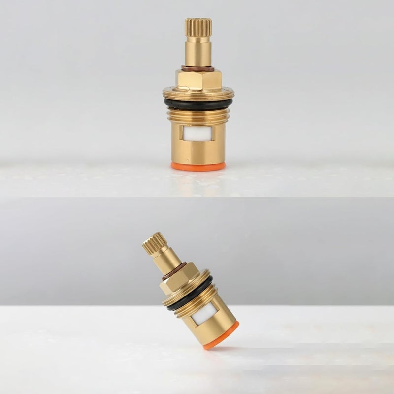 Acetap Brass Ceramic Disc Cartridge Quarter Turn 1/2 Inch, Hot and Cold Bathroom Kitchen Faucet Valve, Spindle For Water Faucet (Pack of 4 Piece) - Image 3