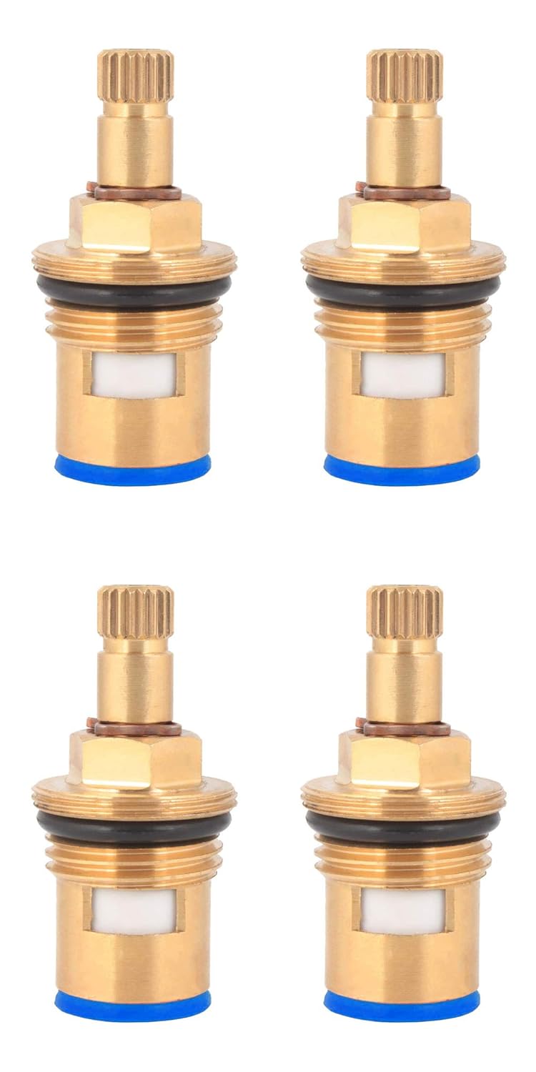 Acetap Brass Ceramic Disc Cartridge Quarter Turn 1/2 Inch, Hot and Cold Bathroom Kitchen Faucet Valve, Spindle For Water Faucet (Pack of 4 Piece) - Image 1